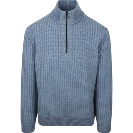 BOSS Kwinter Half Zip Trui Wool Blend Blauw - Maat XXL - Heren - Quarter zip