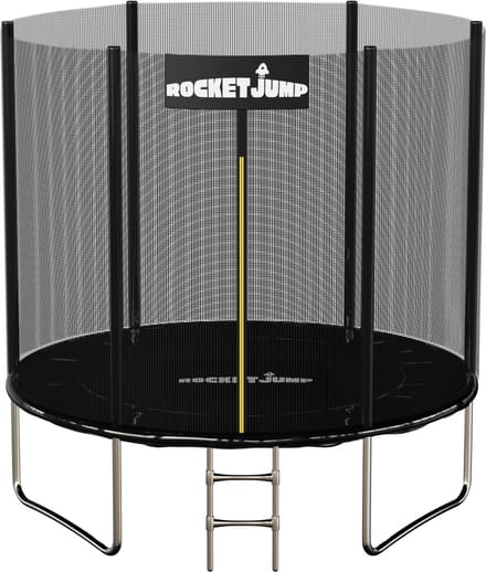 RocketJump XT24 Trampoline - Inclusief ladder en veiligheidsnet - Trampoline 244 cm - Zwart
