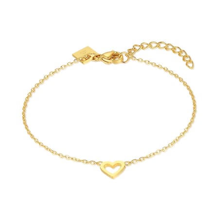 Twice As Nice Armband in 18kt verguld zilver, open hartje 16cm+3cm