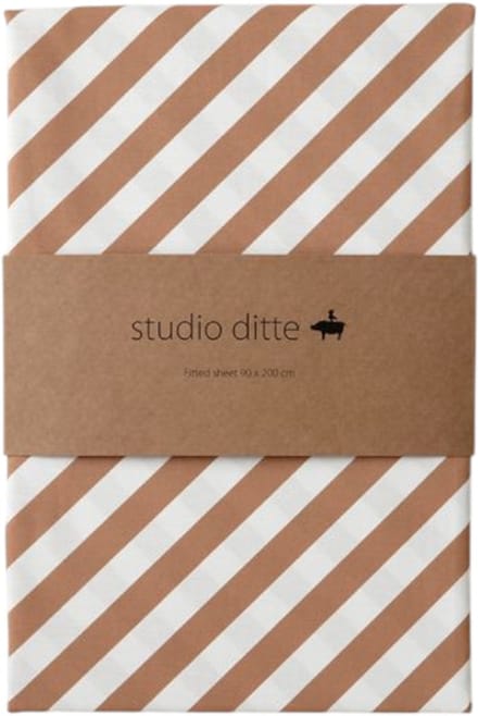 Studio Ditte Strepen Hoeslaken - 70 x 150 cm - Karamel