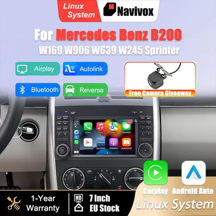 Wentinkmo 7 inch Linux Multimediascherm - draadloos Carplay Andriod Auto
