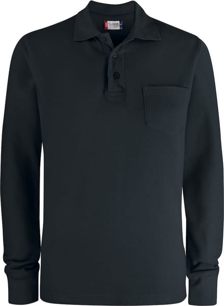 Clique Basic Polo Pocket L/S 028235 - Zwart - M