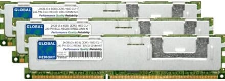 DDR3 Geheugen Kit - RAM Module Werkgeheugen - Systeem Upgrade - ECC Registered - 24GB (3x8GB) - Groen
