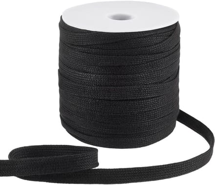 50 Yard x 12 mm Zwart Platte Trekkoord voor Joggingbroek en DIY Projecten - Vervangend Koord, Polyester Touw en Macrame String