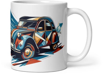 De2pktjes - Een slokje kunst: Picasso-stijl Citroën 2CV mok
