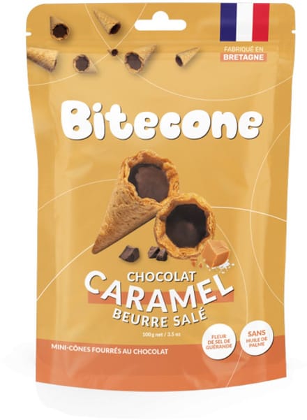 Bitecone minihoorntjes met melkchocolade en gezouten karamel-botervulling, 100 g