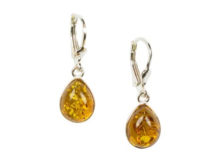 Zilveren oorbellen met sluiting Amber / Barnsteen 925 zilver
