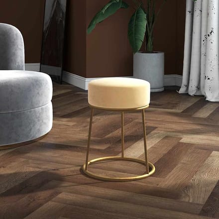 vidaXL - Hocker - rond - fluweel - abrikooskleurig