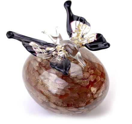 Loranto - Mini Urn met Vlinder - Gouden Steen - Glazen Urn - Luxe Urn