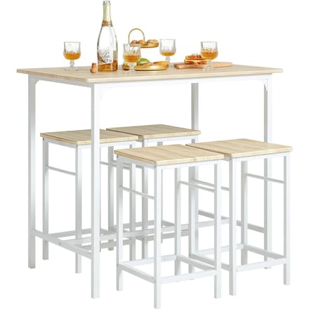 SoBuy OGT11 bartafelset 5-delige eettafel bistrotafel met 4 stoelen zitgroep