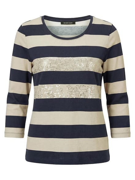Shirt ronde hals Van Peter Hahn blauw