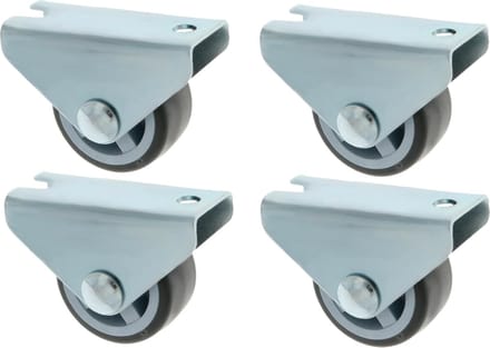 AMIG bokwiel/transportwiel - 4x - D30mm - rubber - 45kg draagvermogen - grijs