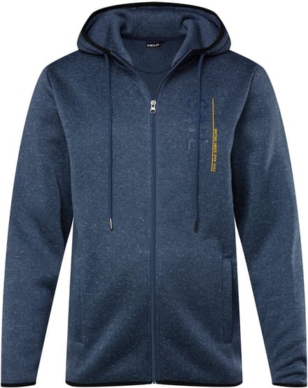 Men Plus - Heren - Jas van gebreid fleece capuchon - Blauw denim - Maat L