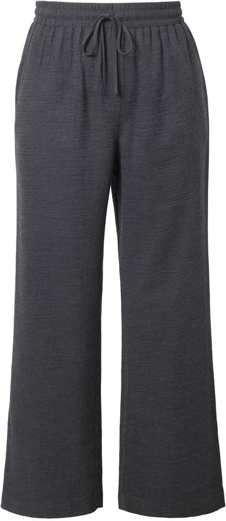 Studio Untold - Dames - Broek wijde pijpen hoge taille fijne structuur - Grijs melange - Maat 42+