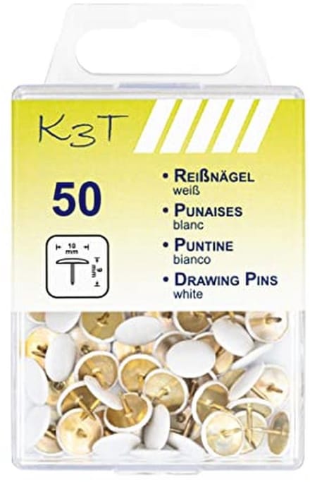 Punaises 10 mm - 50 stuks in Wit, Perfect voor Kantoor en Creatieve Projecten