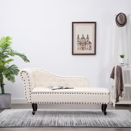vidaXL - Chaise - longue - kunstleer - crèmewit