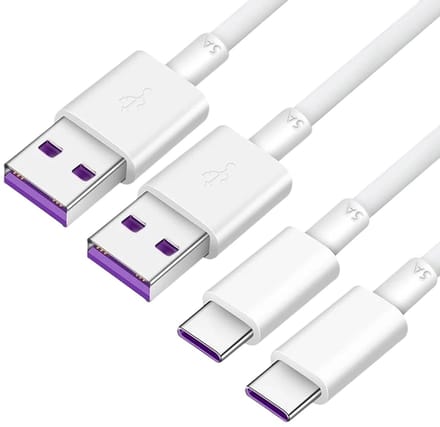 Oplaadkabel - Snellader - USB C kabel - USB C oplader - USB C lader kabel - USB C naar USB A kabel - USB naar USB C kabel - USB C naar USB kabel - USB a naar USB C kabel - Wit - 1 Meter - 2 stuks