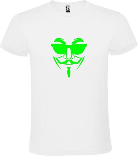 Wit T shirt met print van " Vendetta " print Neon Groen size M
