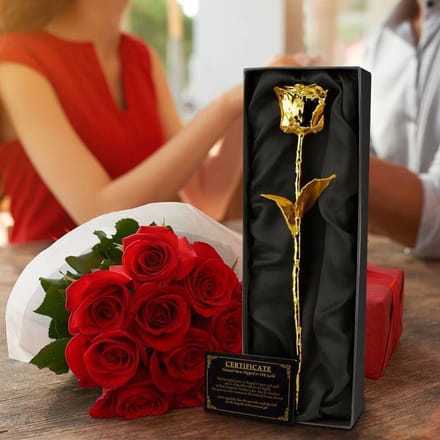 MikaMax Gouden Roos -  24krt Gouden Roos - Cadeautip - Valentijns cadeau - Luxe Giftbox