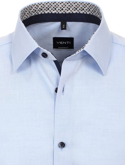 Blauw Overhemd Heren Strijkvrij Modern Fit Venti - XL