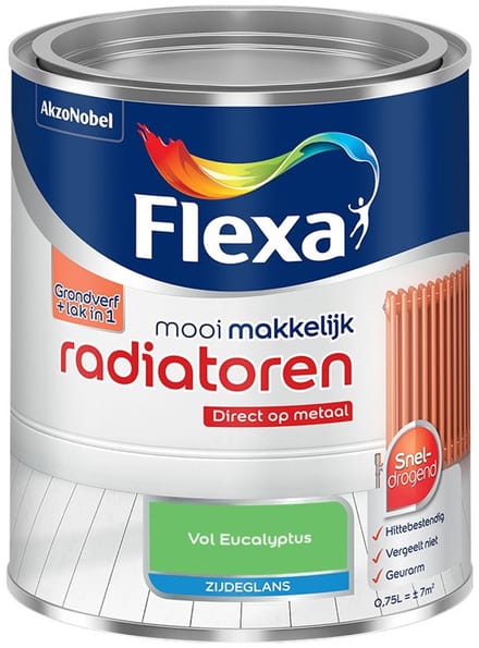 Flexa - Mooi Makkelijk Radiatoren Zijdeglans - Vol Eucalyptus - Mengverf - 750 Ml