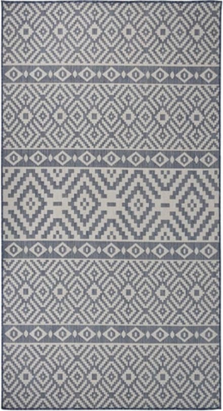vidaXL - Buitenkleed - met - patroon - platgeweven - 80x150 - cm - blauw