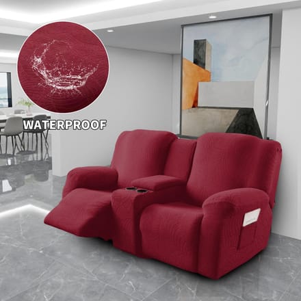 8 pièces/ensemble imperméable Housse de canapé inclinable 2 places Housse de canapé tout compris avec console centrale 2Seat Recliner cover