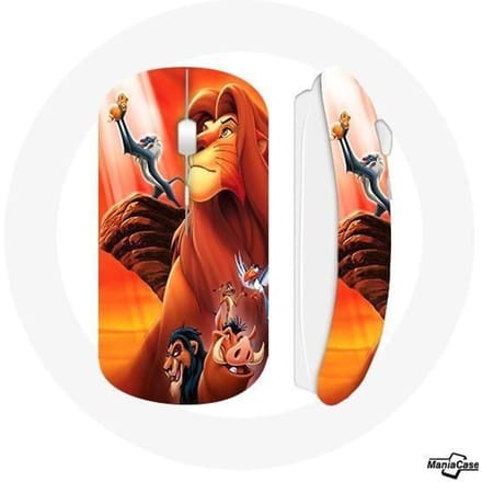 Souris Sans Fil - Le Roi Lion - Simba et Mufasa - Compatible Mac et PC - Clé USB WiFi - Blanc