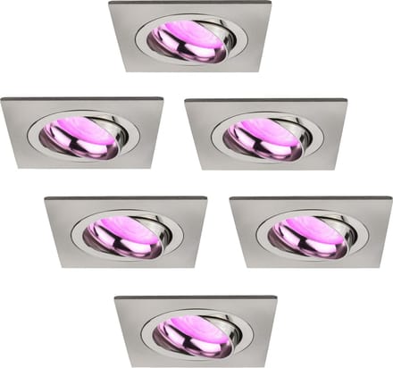 Ledvion - 6X SMART LED Inbouwspot Sevilla - Dimbaar - WiFi - RVS