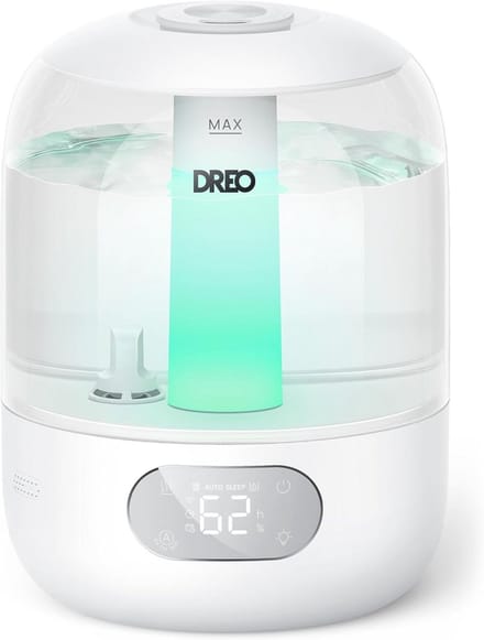 Dreo 3L Ultrasonic Humidifier Bedroom Humidifier Ultrasonic Cold Mist Humidifier with 30 Hours Running Time Top Fill Moisture Sensor Diffuser
