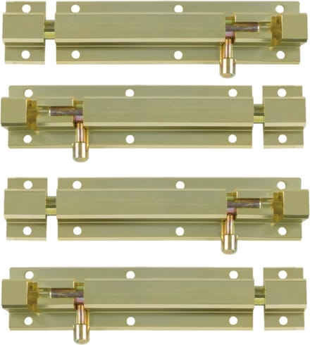 AMIG schuifslot/plaatgrendel - 4x - aluminium - 25cm - goud - incl schroeven - deur - raam