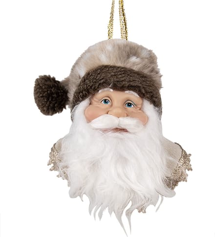 Clayre & Eef Kersthanger Kerstman 10x9x28 cm Bruin Kunststof