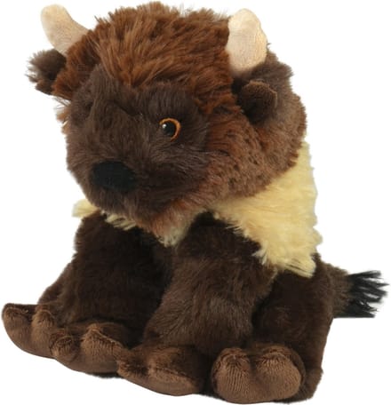 Nature Planet Knuffeldier Bizon/Buffel - pluche - bruin - kwaliteit knuffels - 14 cm