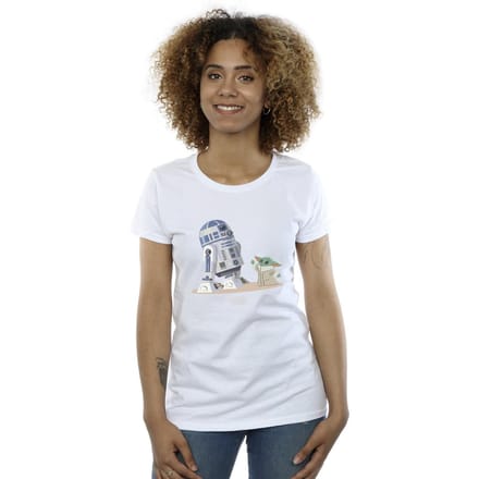 Star Wars Dames/Dames The Mandalorian R2D2 en Grogu Katoenen T-Shirt (Wit)