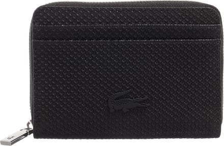 Lacoste Chantaco Dames en heren ritsportemonnee Leer - Zwart