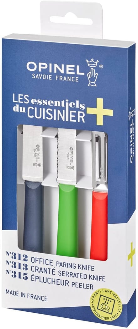 Opinel TRIO Essentiels+ 3-delig keukenset in multicolor, RVS