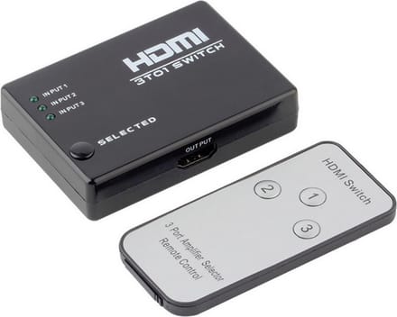3 switch HDMI splitter Switch met afstandsbediening / HDMI hub 1080p / 3-in en 1-uit