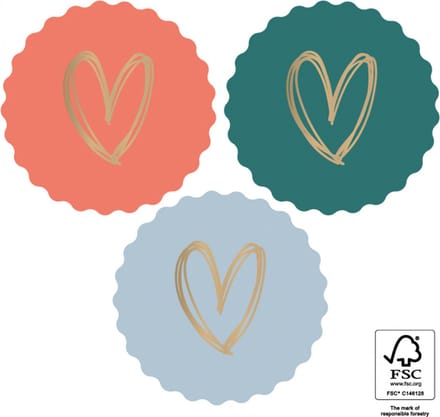 Stickers Goud Foil - 24 stuks - Stickers Multi - Heart Gold - Bright - Cadeauversiering - Cadeausticker - Sluitsticker