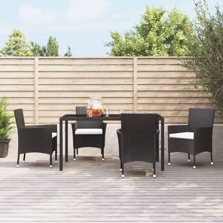 vidaXL - Tuinstoelen - 4 - st - met - kussens - poly - rattan - zwart