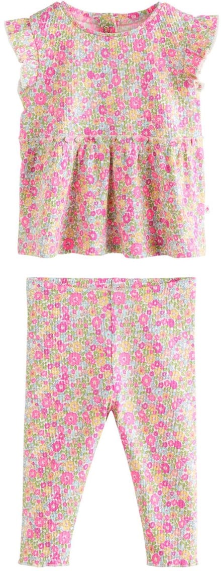 Next - Meisjes - Geribbelde top en Leggings babyset 2 Pieces - Roze