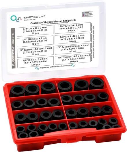 500 Stuks EPDM Rubberen Platte Afdichtingen Assortiment 3/8 tot 1 Inch