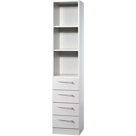 Combi-boekenkast, 5 OH, 3 open vakken + 4 laden, B 406 x D 420 x H 2004 mm, lichtgrijs