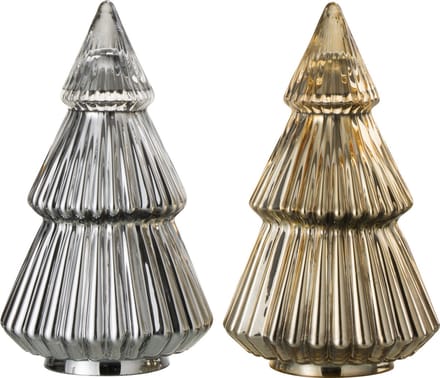 J-line Boom Decoratie Glas Zilver/Goud Small Assortiment Van 2