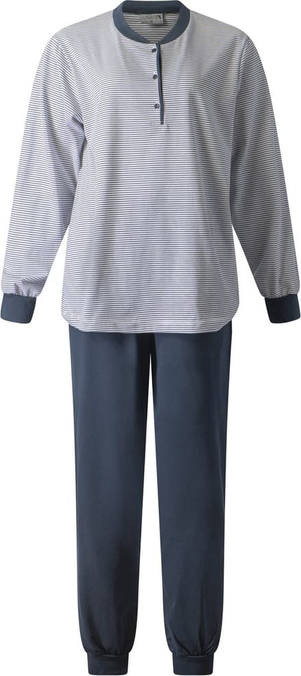 Lunatex - dames pyjama 124246 - all season - navy stripe - maat 4XL