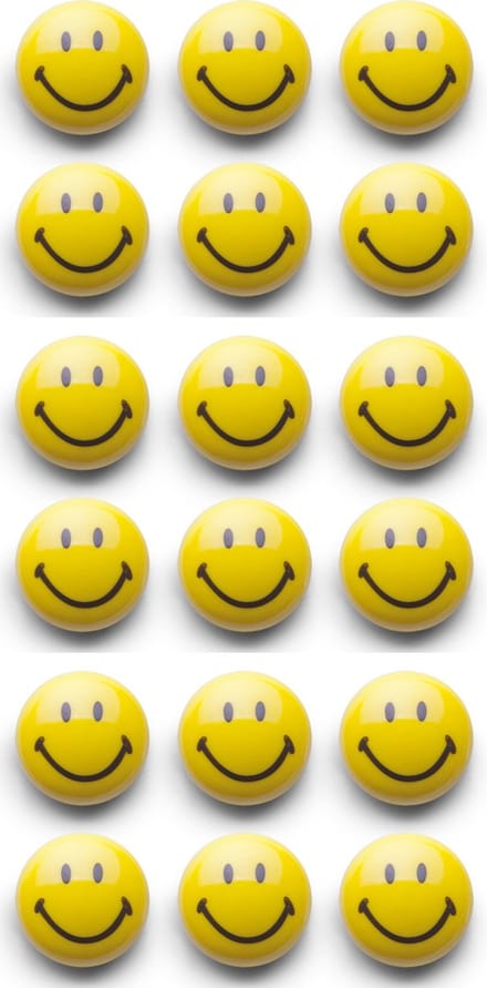 Zeller Magneten Smile / Emoticon - 18x - kunststof - 3 cm - koelkast / whiteboard