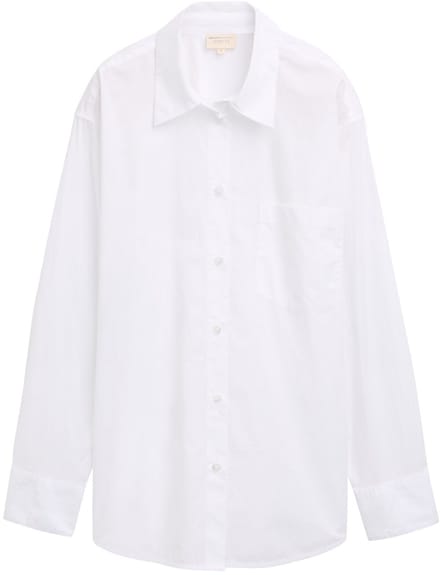Tom Tailor Denim - Oversized overhemdblouse met borstzak - Maat XS - White