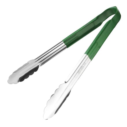 Hygiplas Serveertang / Vleestang - Kleurcode Groen - RVS - 30cm - Gladde vorm tegen bacteriën - horeca bbq tang