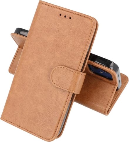 Hoesje Geschikt voor iPhone 13 Mini - Kaarthouder Book Case Telefoonhoesje - Bruin