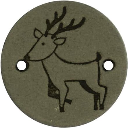 Durable Leren Rond Label met Hert/Rendier – 2 cm – Set van 2 Stuks