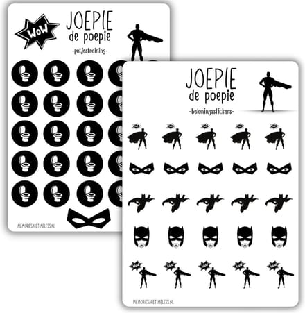 Zindelijkheidstraining Kinderen Superhelden | Beloningsysteem | Stickervel 25 stuks | Beloningskaart
